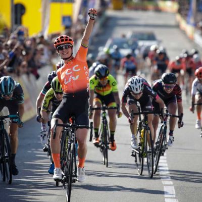 Marianne Vos sprints to victory aboard her Langma Advanced SL. Cor Vos Photo.