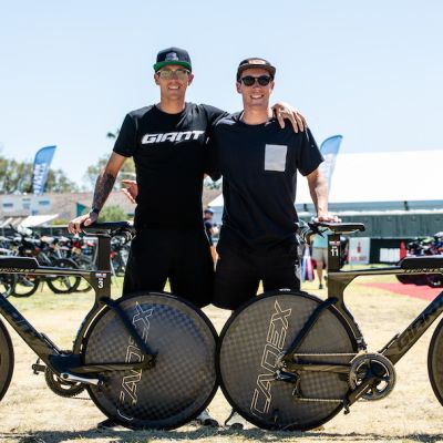 Van Berkel (left) and Appleton both rode their Trinity Advanced Pro bikes with CADEX Aero WheelSystems. Korupt Vision photo