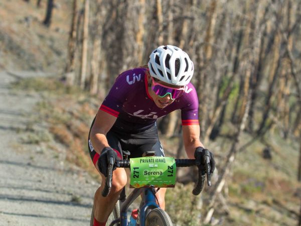 Serena Bishop Gordon racing on her Liv Devote Advanced at Rebecca's Private Idaho