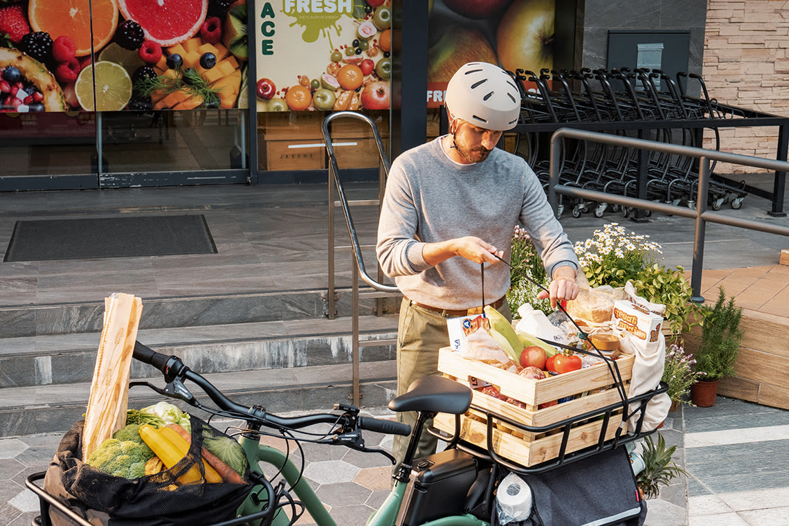 grocery shopping by bike, cargo bike, electric bikes