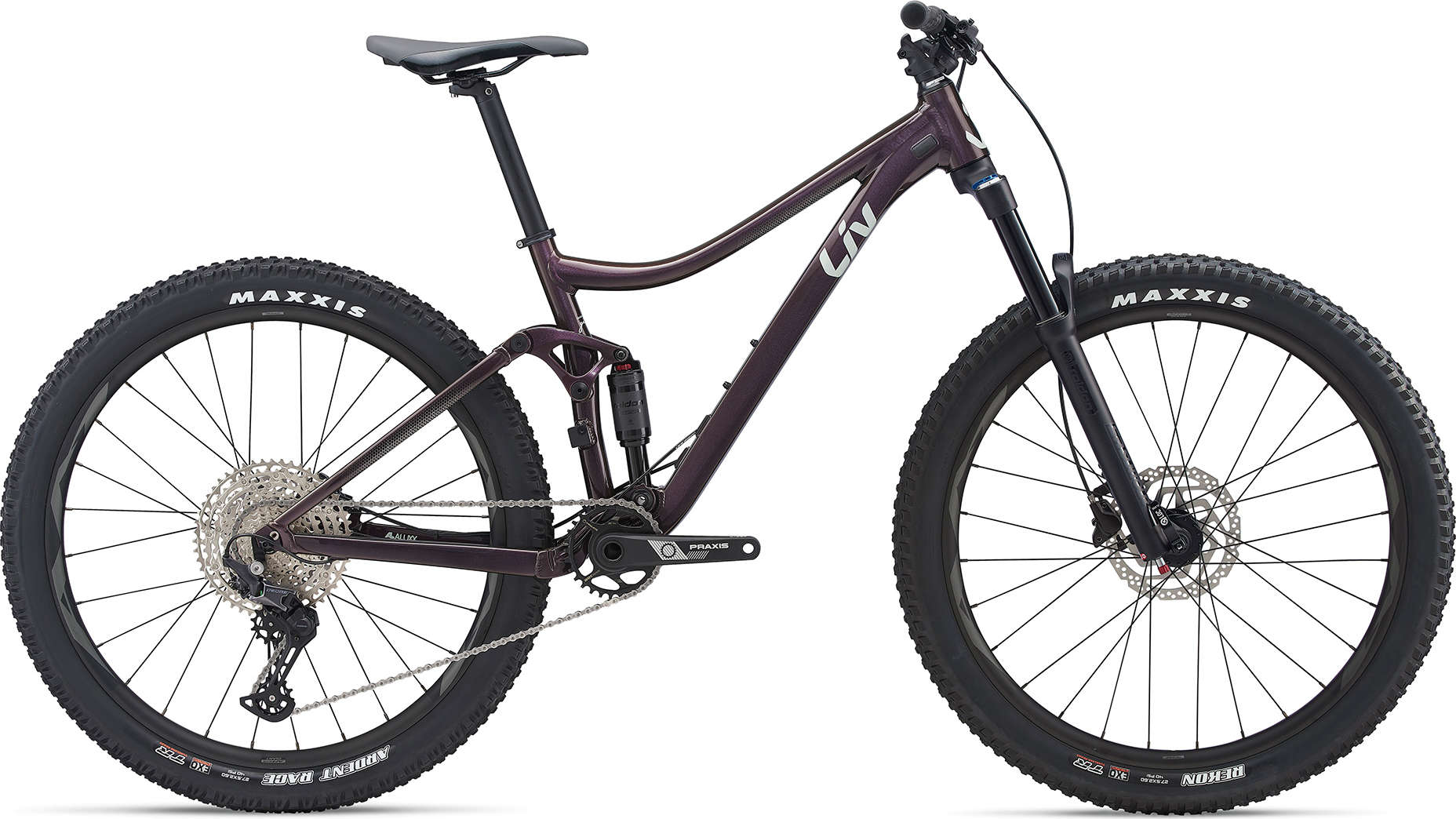 Purple Liv Embolden 2 full-suspension mountain bike under $2000 for women with disc brakes