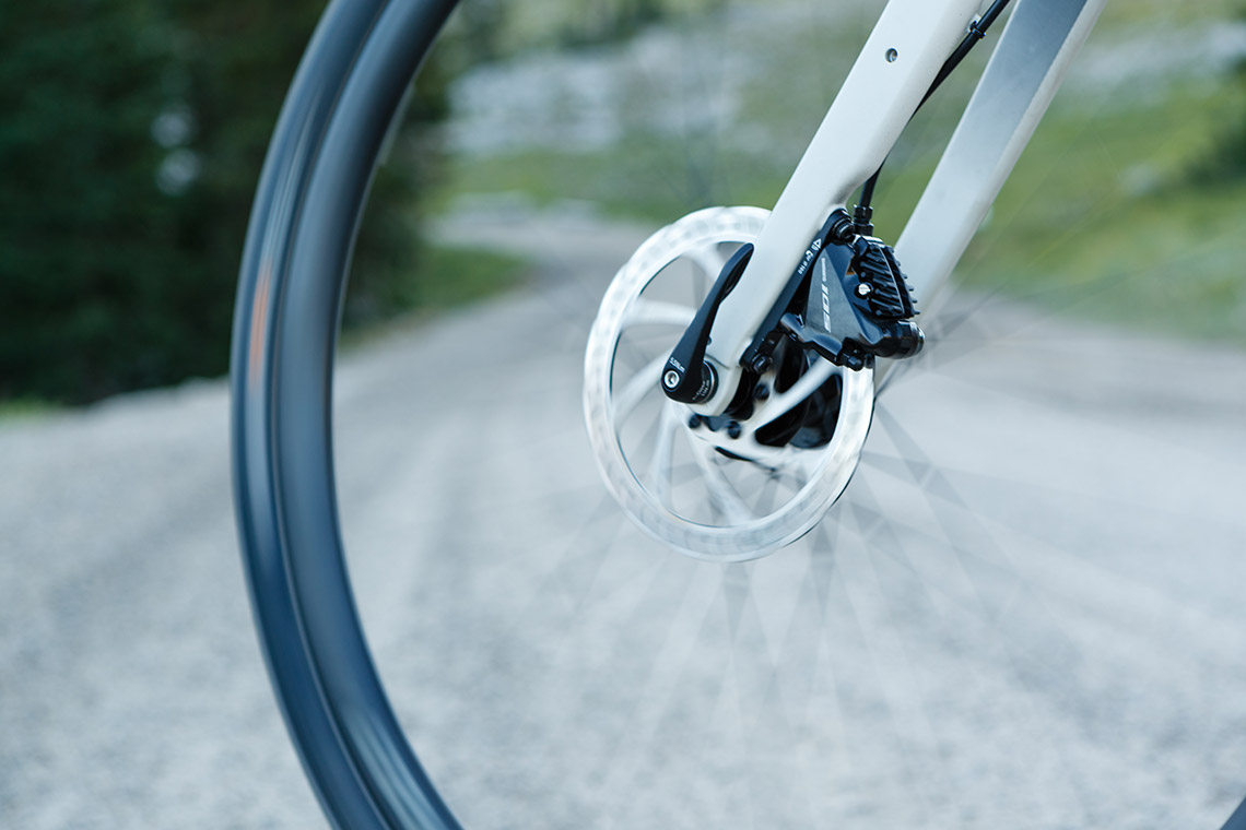 close up shot of Giant gravel bike disc brakes