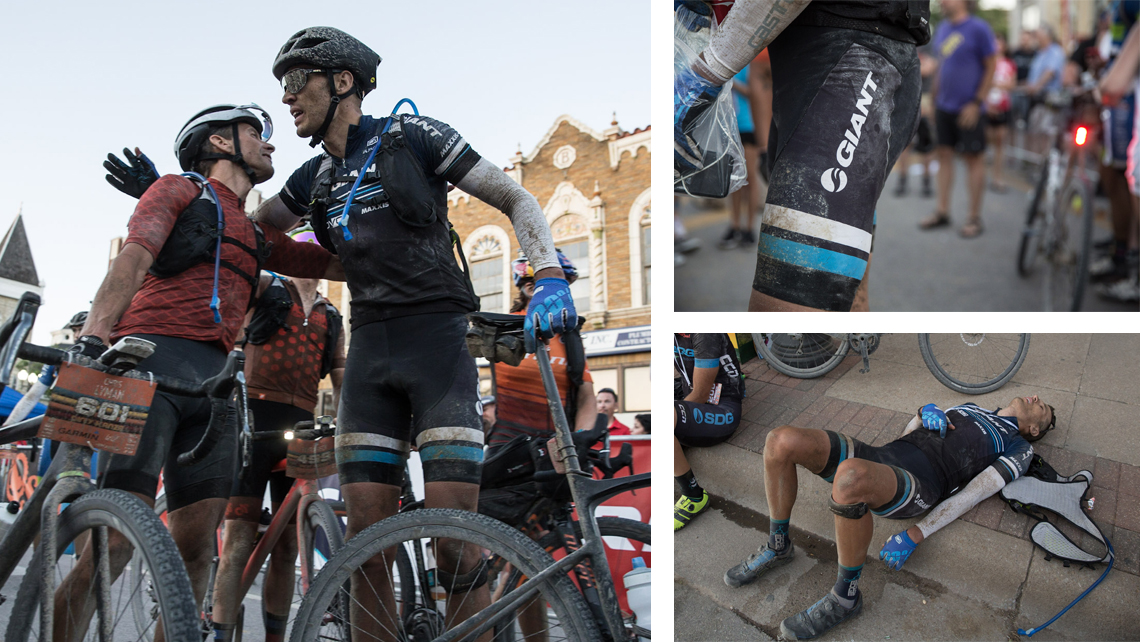 celebrating finish at dirty Kanza