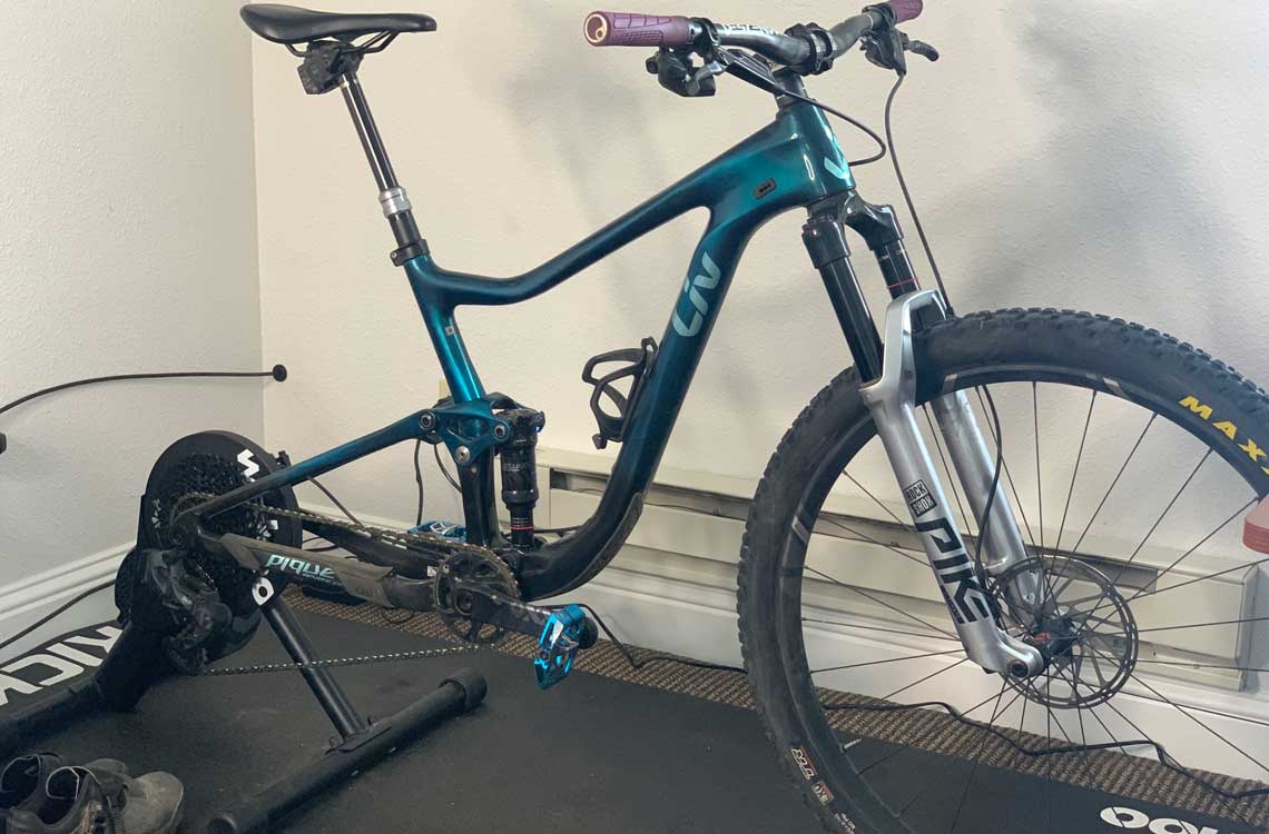 mountain bike on bike trainer